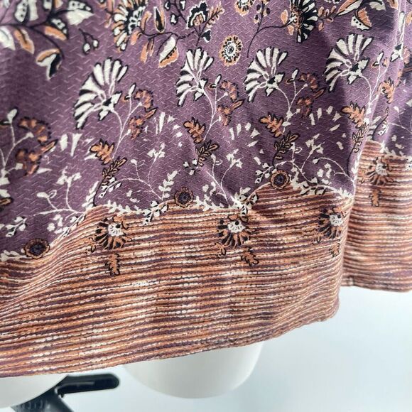 Knox Rose Off Shoulder Floral Top Purple Brown 4X Ruffle Sleeve Boho - Picture 6 of 14